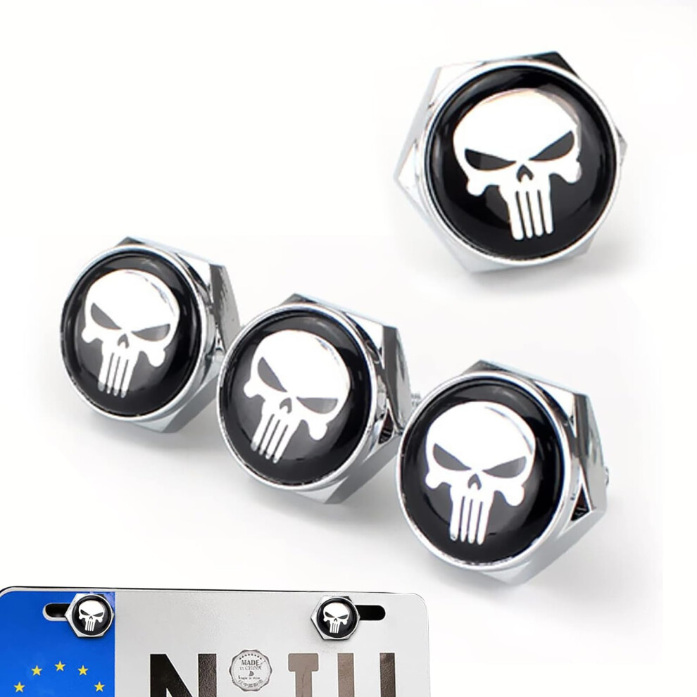 4Pcs Skull License Plate Screws Rustresistant Alloy Universal Car Motorcycle Fasteners Silver 9455672734943