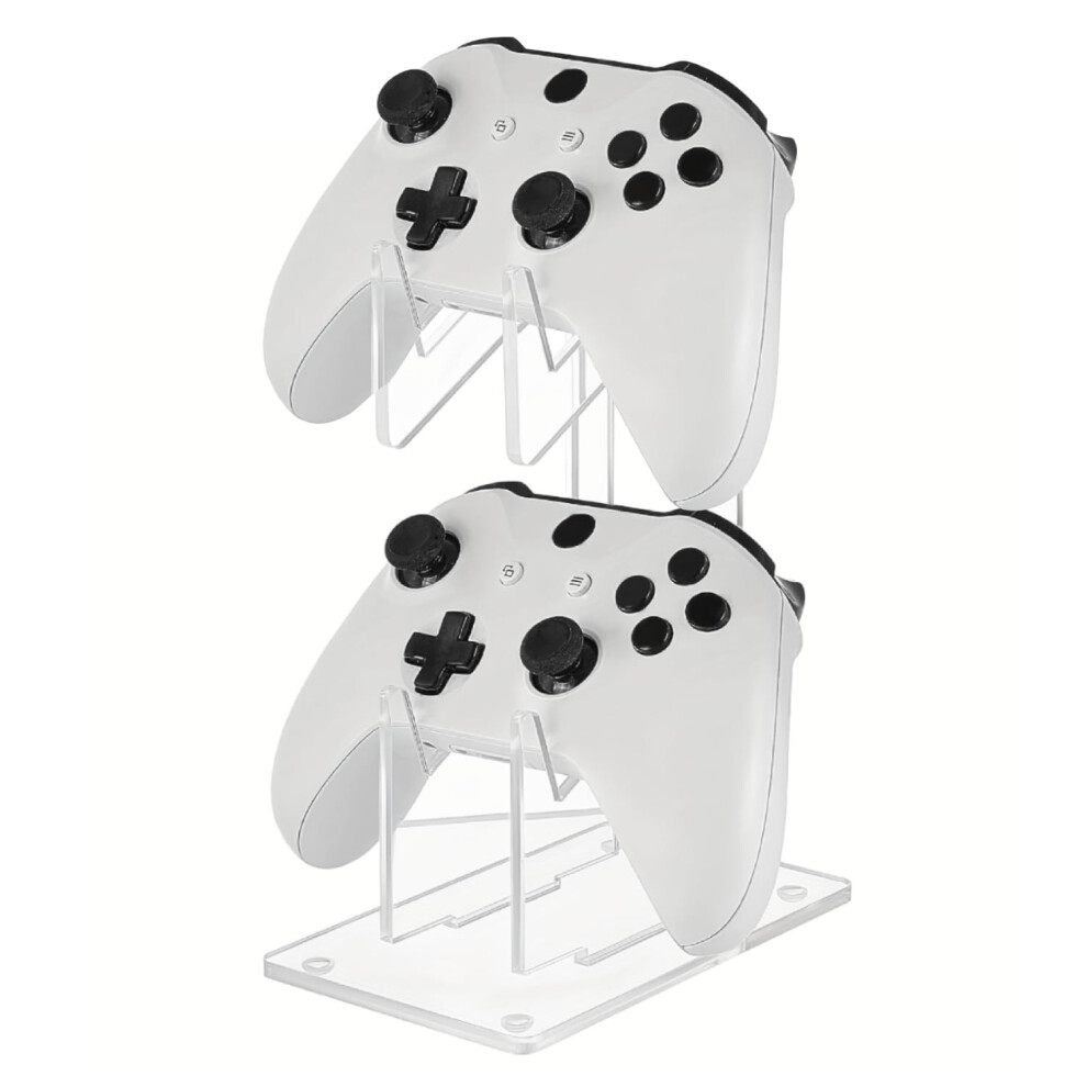 2Tier Acrylic Game Controller Stand For Desk, Dual Controller Holder With Clear Display And Nonslip Base 9113335689039