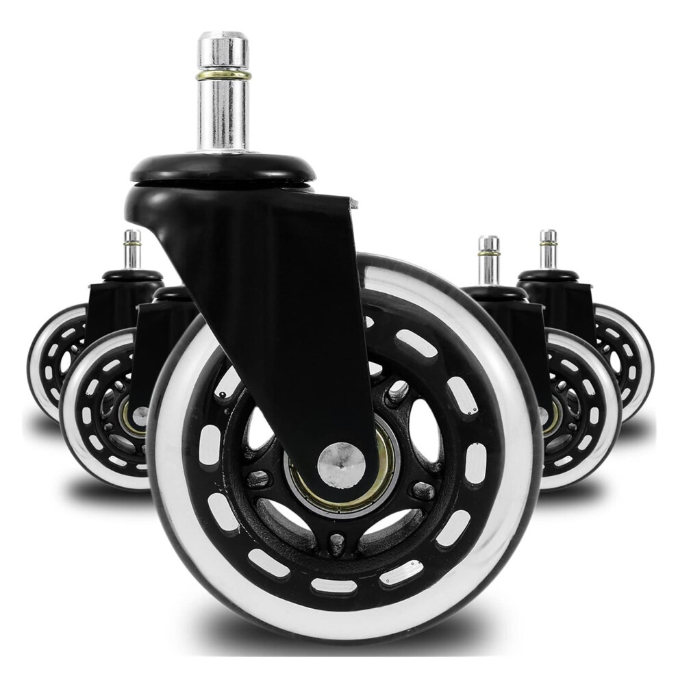 Office Chair Caster Wheels Set 11X22mm Replacement Rubber Swivel Rollers, Smooth Quiet Rolling, Floor Protection 9174973427209
