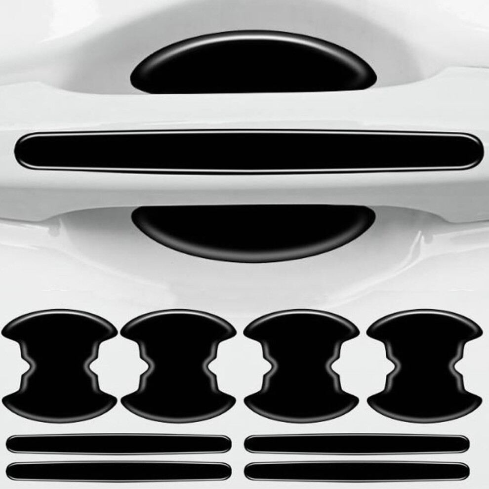8Pcs Car Door Handle Protector And Bowl Sticker Set, Scratchresistant Universal Paint Guard, Black 9053599069980
