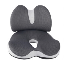 Memory Foam Seat Cushion and Lumbar Support Pillow Set for Sciatica Pain Relief, Ergonomic UShaped Design, Breathable, Grey