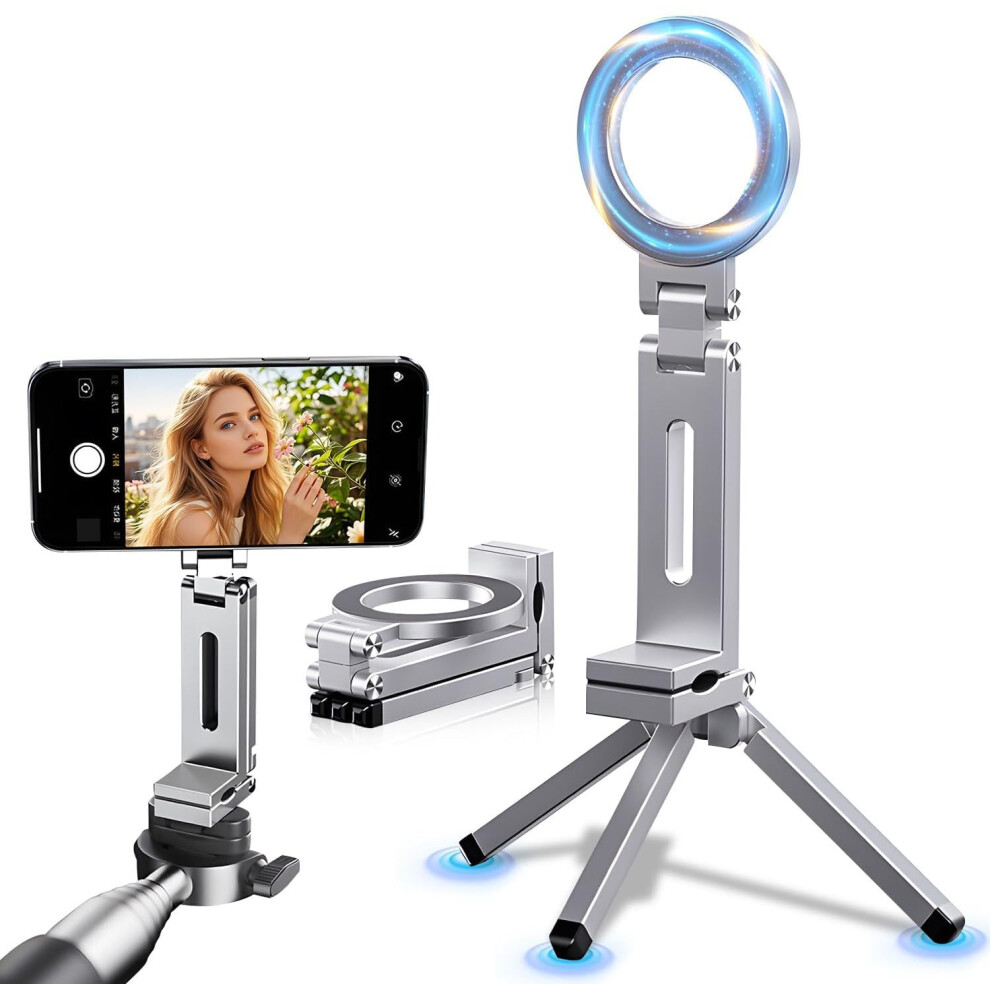 Magsafe Tripod Mount With Magnetic Lock, 360 Rotation, Aluminum Stand For Iphone 1612 Silver 9070919905124