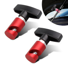 2PCS Car Hood Lift Support Clamp with THandle Grip, NonSlip Metal Trunk Hydraulic Rod Holder (Red)