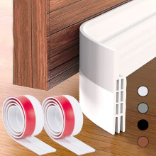 Door Draft Stopper 2 Pack Under Door Sweep for Exterior and Interior Doors, Adhesive Weatherproof Seal, Noise and Draft Blocking 2' x 39' White
