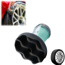 Tire Shine Applicator with Ergonomic Grip, Reusable Foam Pad for Streak Car Detailing Sponge 1PCS Black