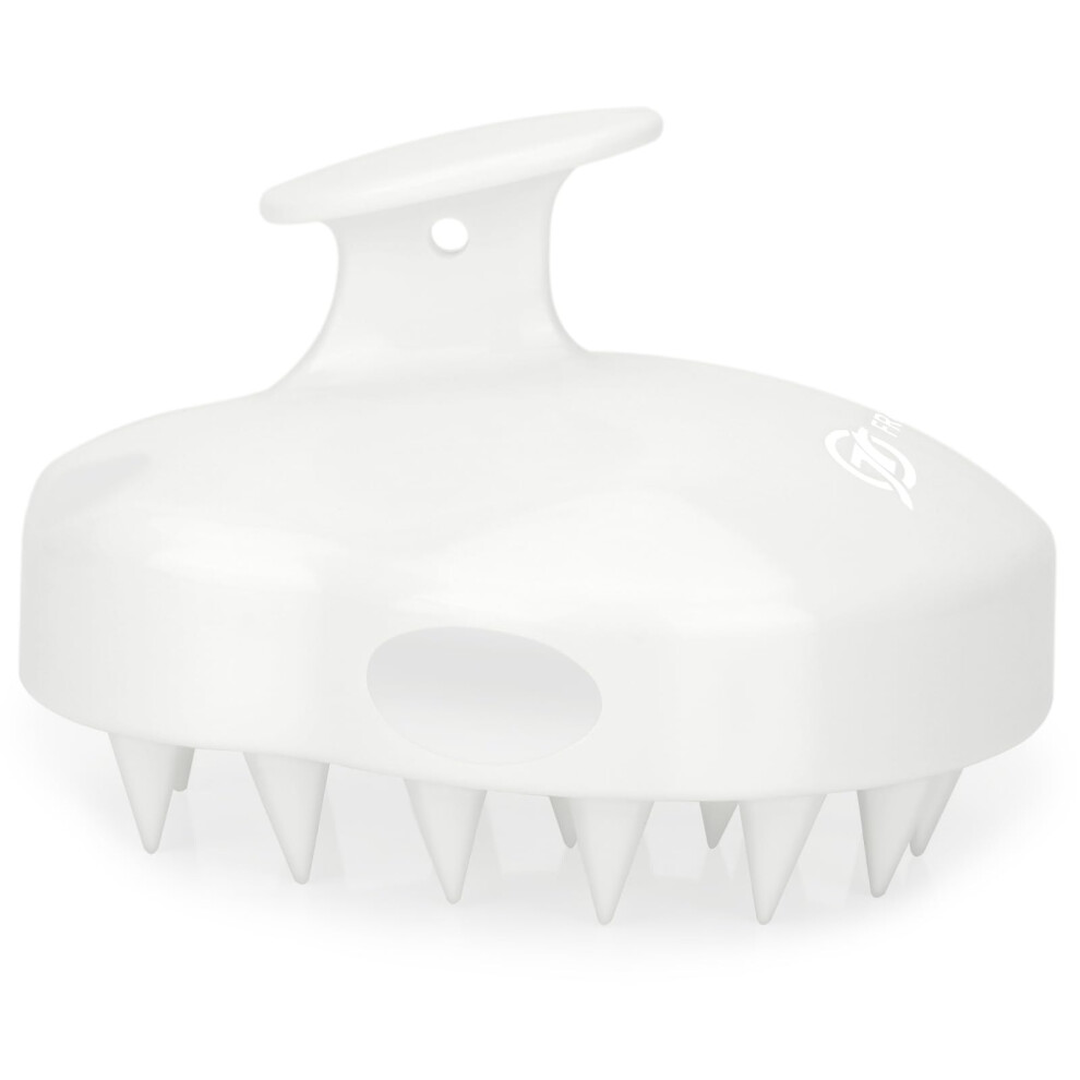 White Scalp Massager Shampoo Brush With Soft Silicone Bristles For Dandruff Removal And Hair Growth,