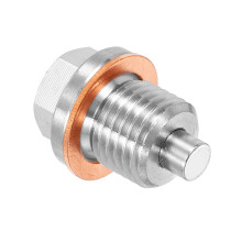 M14 x 1.5 Magnetic Oil Drain Plug Stainless Steel 25mm with Copper Washer for Cars