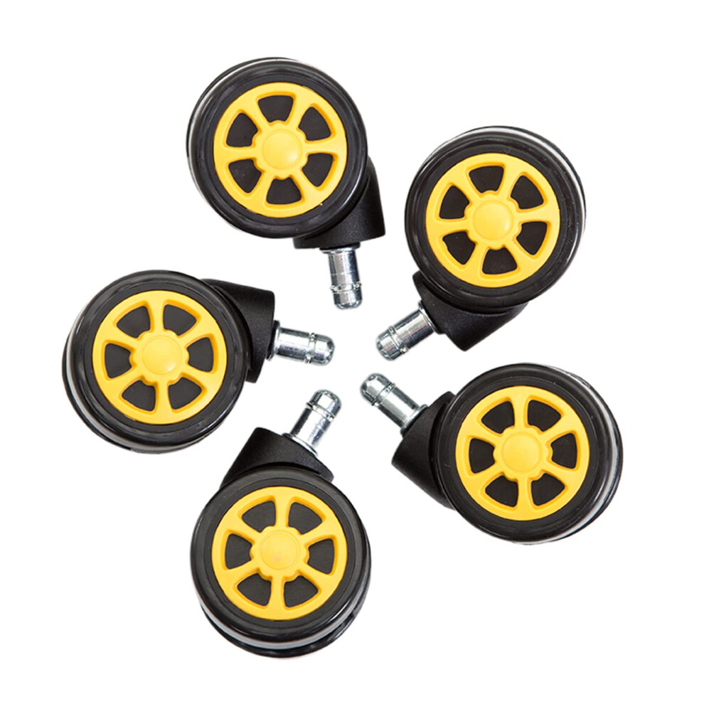 Office Chair Wheels 11Mm Stem Pu Casters 60Mm Yellow Smooth Rolling For Hardwood Floors 9044945353136