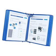 Wall Mount Document Display System A4 Flip File Folder with 10 DoubleSided Panels Blue Durable Metal Frame for Quick Access