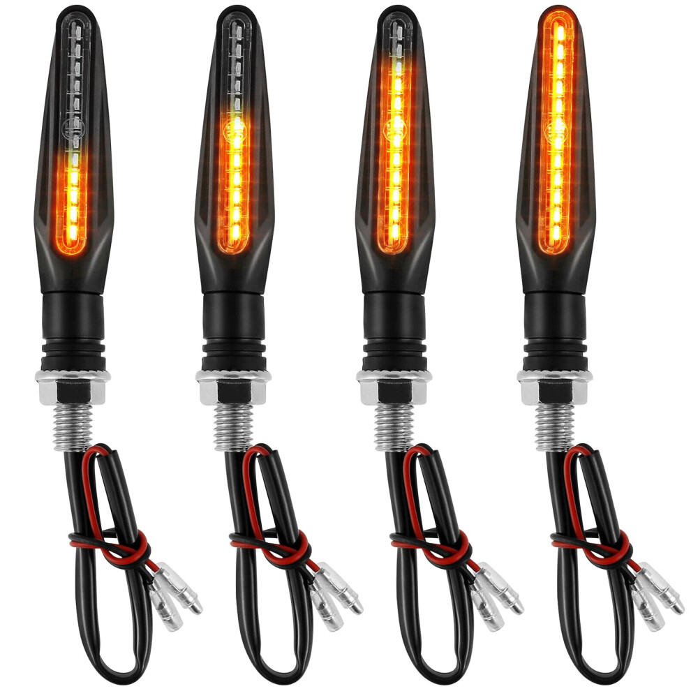 Motorcycle Led Turn Signals 12V Flowing Indicators Ip67 Waterproof Super Bright Pair Amber 9070919905865