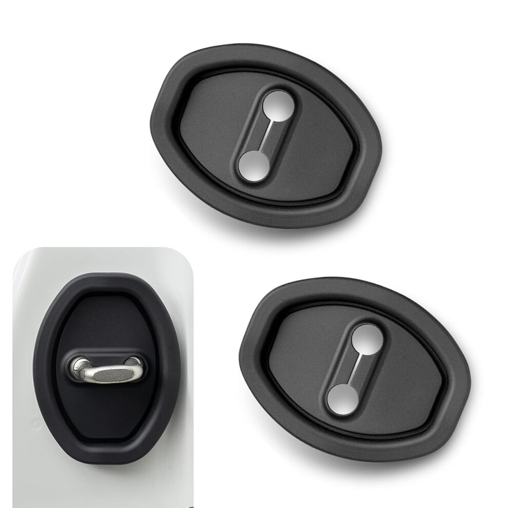 2 Pcs Car Door Latch Cover, Silicone Lock Buckle Protector For Noise Reduction And Rust Prevention, Black 9455672737111