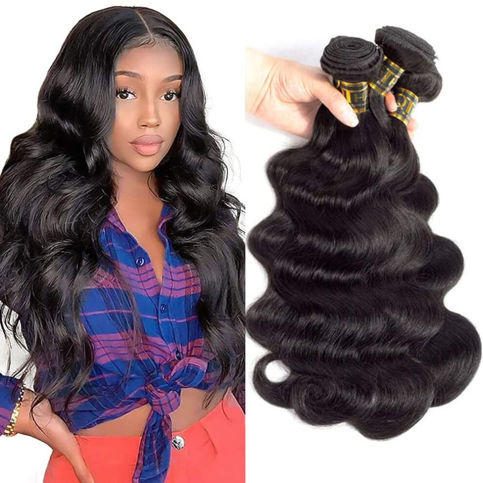 12A Grade Brazilian Body Wave Virgin Human Hair Extensions 300g Natural Black Bundles