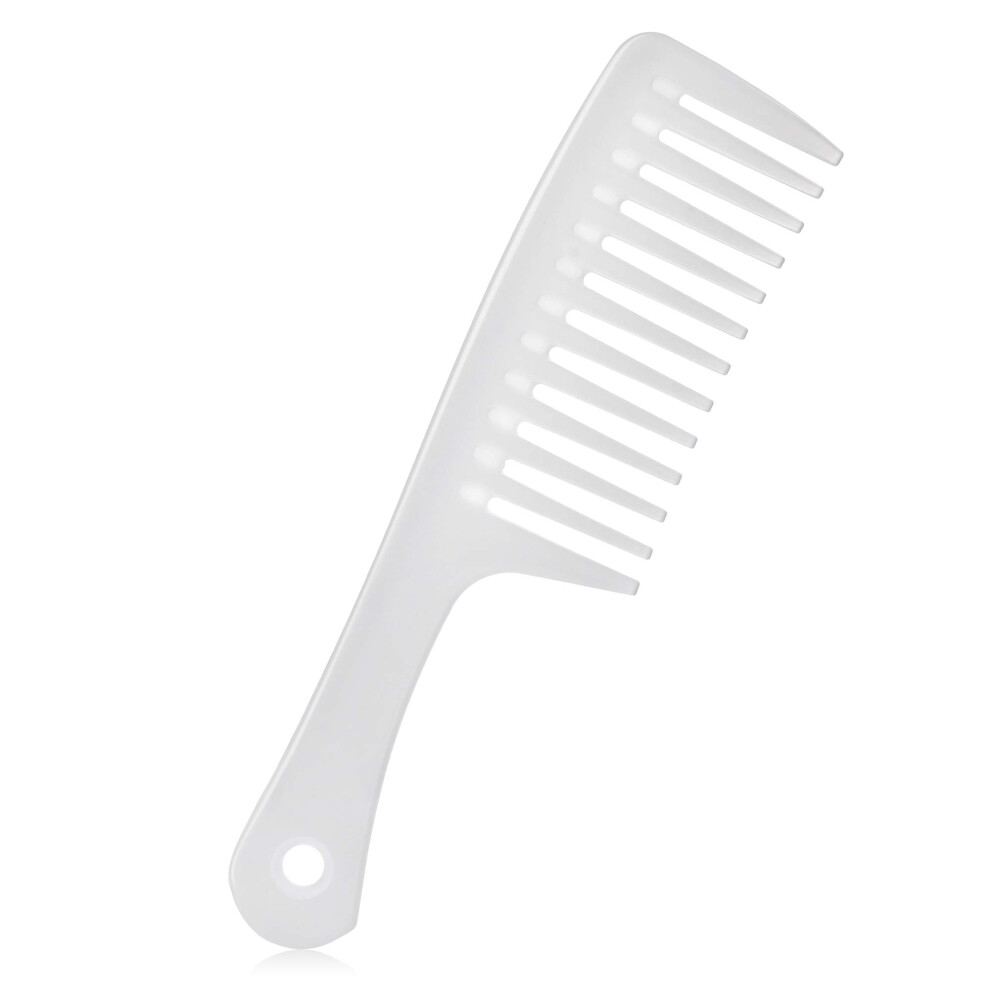 Unisex White Wide Tooth Comb For Curly Hair, Heat Resistant Detangling, Anti Static, Ergonomic Grip,