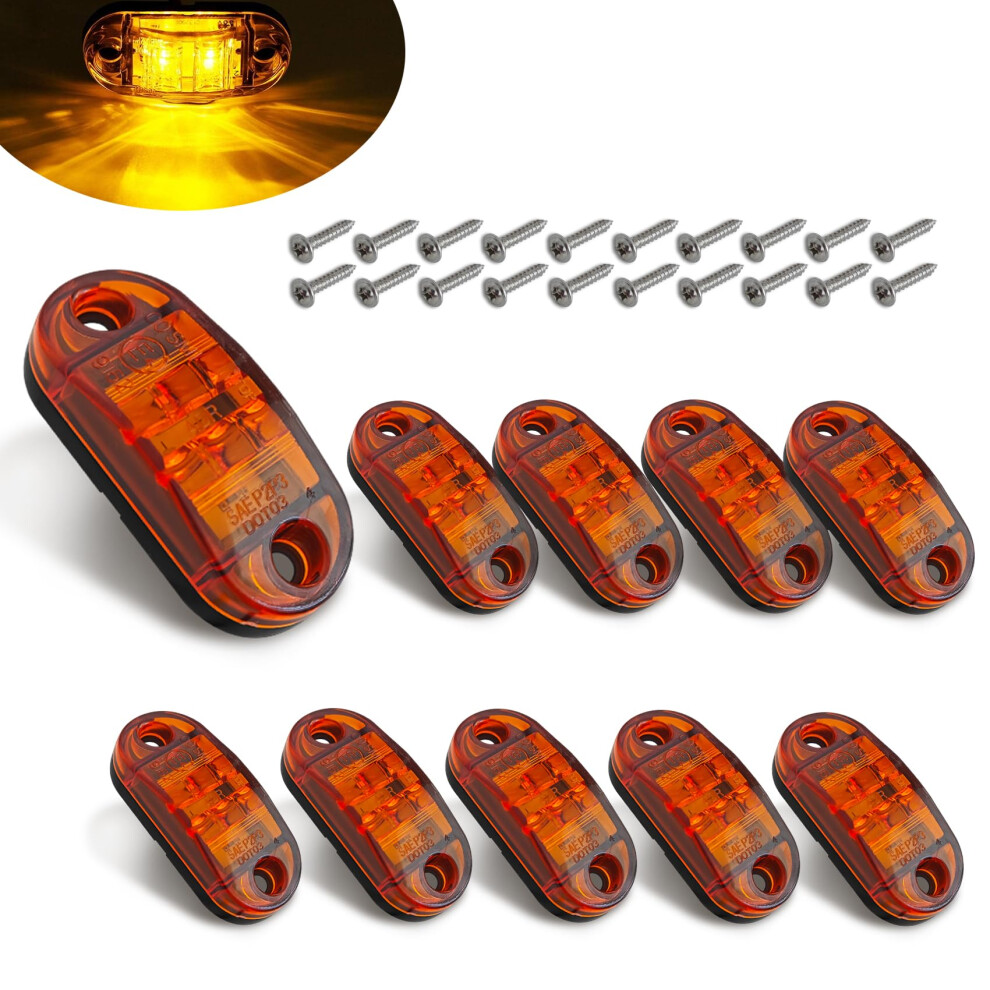 10Pcs Waterproof Led Trailer Lights Oval Side Marker Clearance Lamps 12V Truck Rv Boat Amber/Red 9455672738002