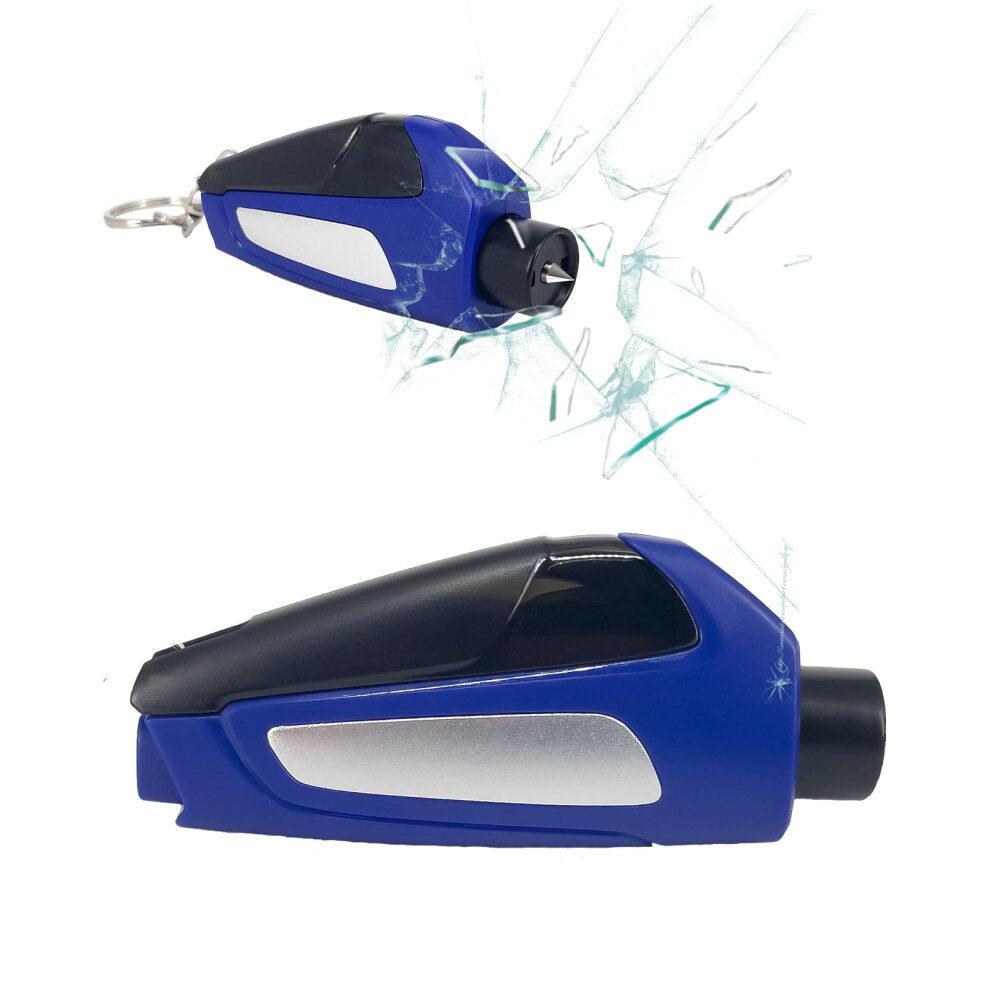 2Pcs Car Emergency Escape Tool With Tungsten Window Breaker And Seatbelt Cutter, Keychain Blue 9455672739429