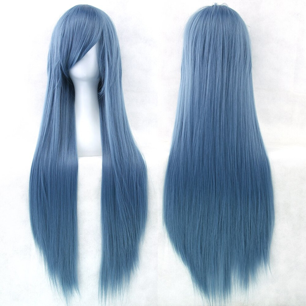 Unisex 80Cm Long Straight Blonde Synthetic Cosplay Wig For Women Heatresistant Fiber 32 Inches