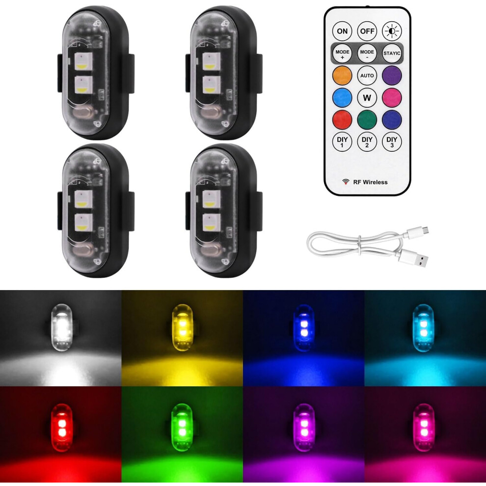 Led Strobe S For Vehicles, Wireless Usb Rechargeable 8 Colors Ip65 Waterproof With Remote Light 9070919907814