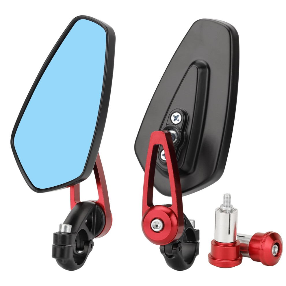 Motorcycle Bar End Mirrors 7/8 Inch Rearview Lens Antiglare 360 Rotation Universal Fit Blue/Red 9455672741019