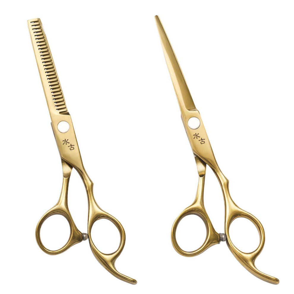 Gold Professional Barber 6.0 Inch Hair Cutting Scissors Set Japanese Stainless Steel Salon Shears