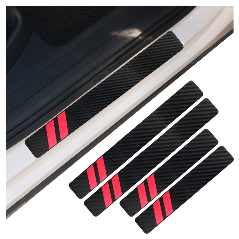 4Pcs Car Door Sill Protector Set, Carbon Fiber Guards For Scratch Protection, Universal Fit 9455672741217