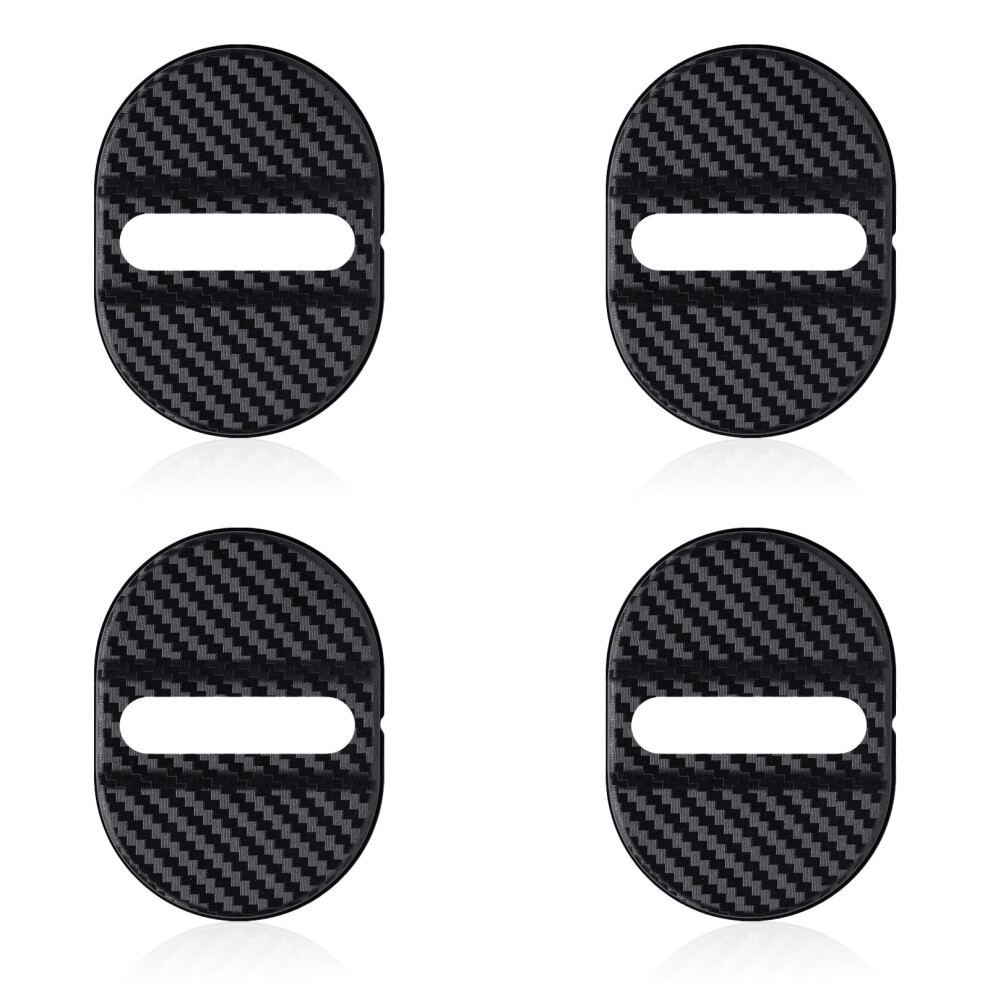 4Pcs Rustproof Carbon Fiber Car Door Latch Cover Protector, Shock Absorbing, Universal Black 9455672743051