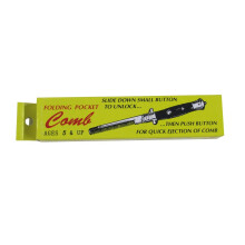 Novelty Folding Switchblade Pocket Hair Beard Comb with Realistic Blade Look and Push Button