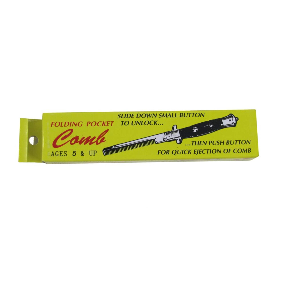 Unisex Novelty Folding Switchblade Pocket Hair Beard Comb With Realistic Blade Look And Push Button