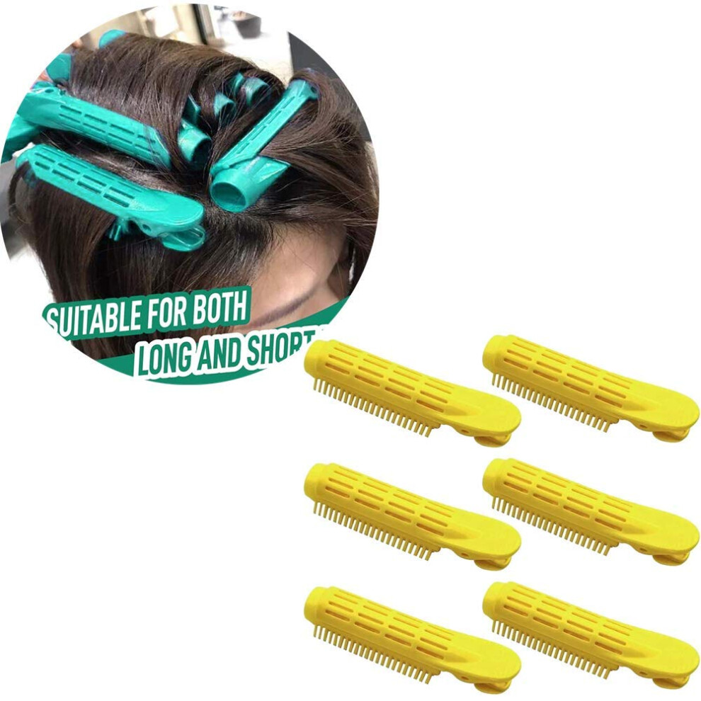 Unisex Yellow Volumizing Hair Root Clip With Self Grip For Instant Root Lift And Soft Waves, 6Pcs
