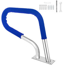 Pool Handrail 304 Stainless Steel with Base Plate, Ergonomic Curved Grip and Nylon Covers for Indoor Outdoor Swimming Pools