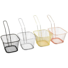 Deep Frying Basket with Precision Fine Mesh and Ergonomic Handle for Home and Restaurant Cooking Gold