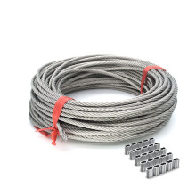 Stainless Steel Wire Rope 304 Garden Cable 7x7 Corrosion Resistant with 50 Sleeves for Outdoor Use
