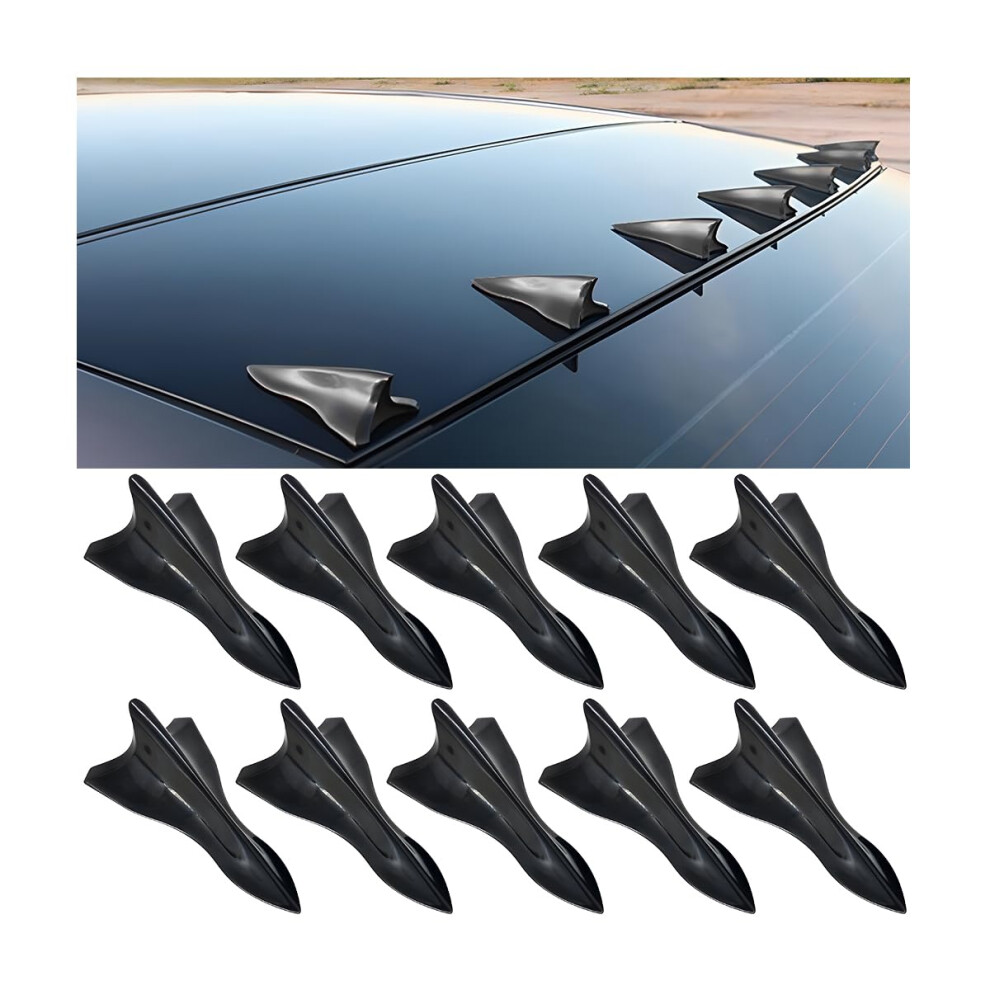 10Pcs Universal Car Roof Spoiler Shark Fin Diffuser Kit Abs Aerodynamic Roof Wing Black 9455672745802