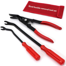 Car Trim Removal Tool Set with Auto Clip Pliers, Ergonomic Grip, UltraThin Head, 3Piece Kit