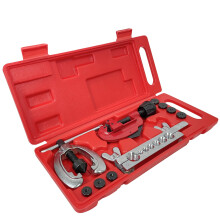Brake Line Flaring Tool Kit with Double Flare Capability and Multiple Adapters for Automotive