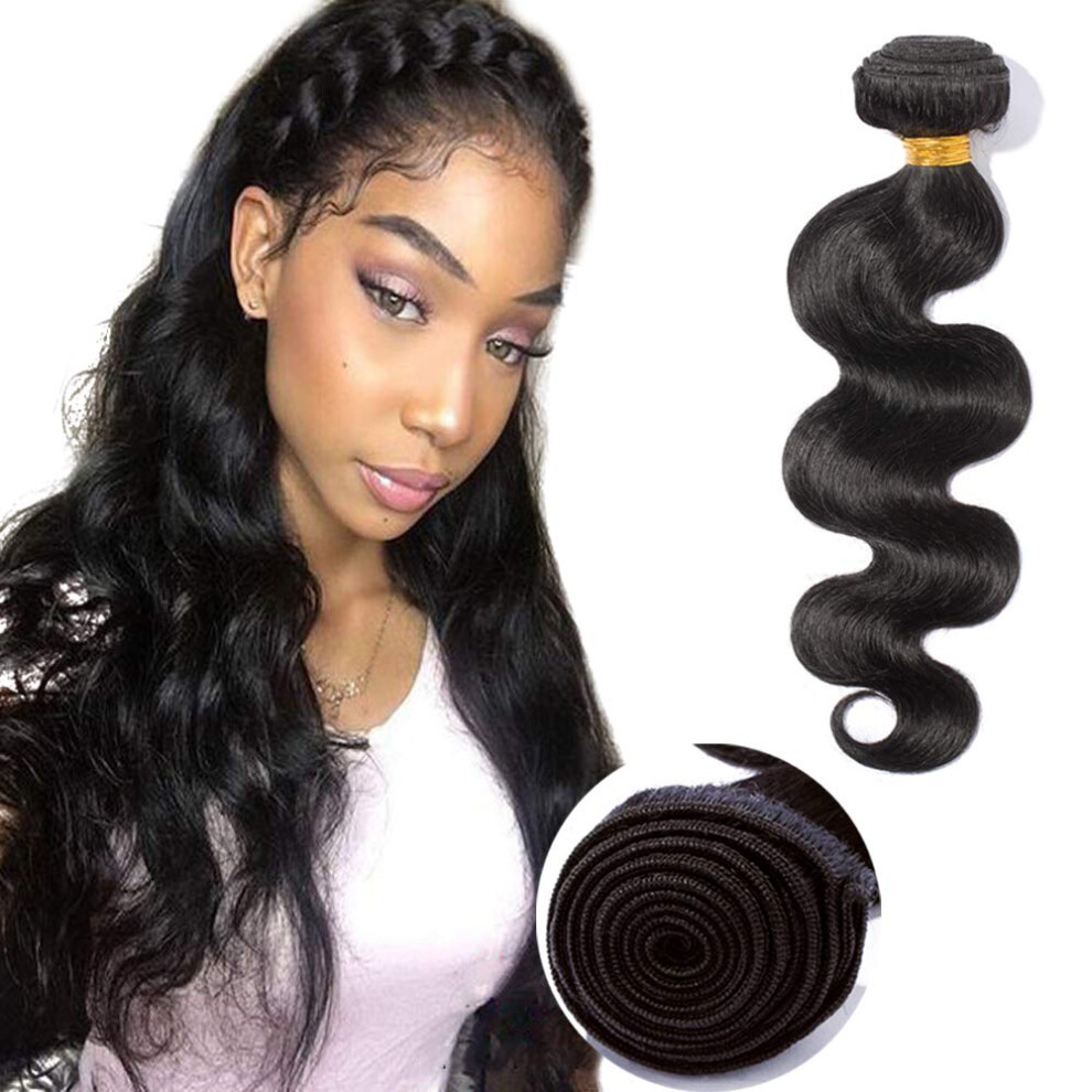 Brazilian Virgin Human Hair Body Wave Extensions 18in Natural Black Weave Single Bundle 100g