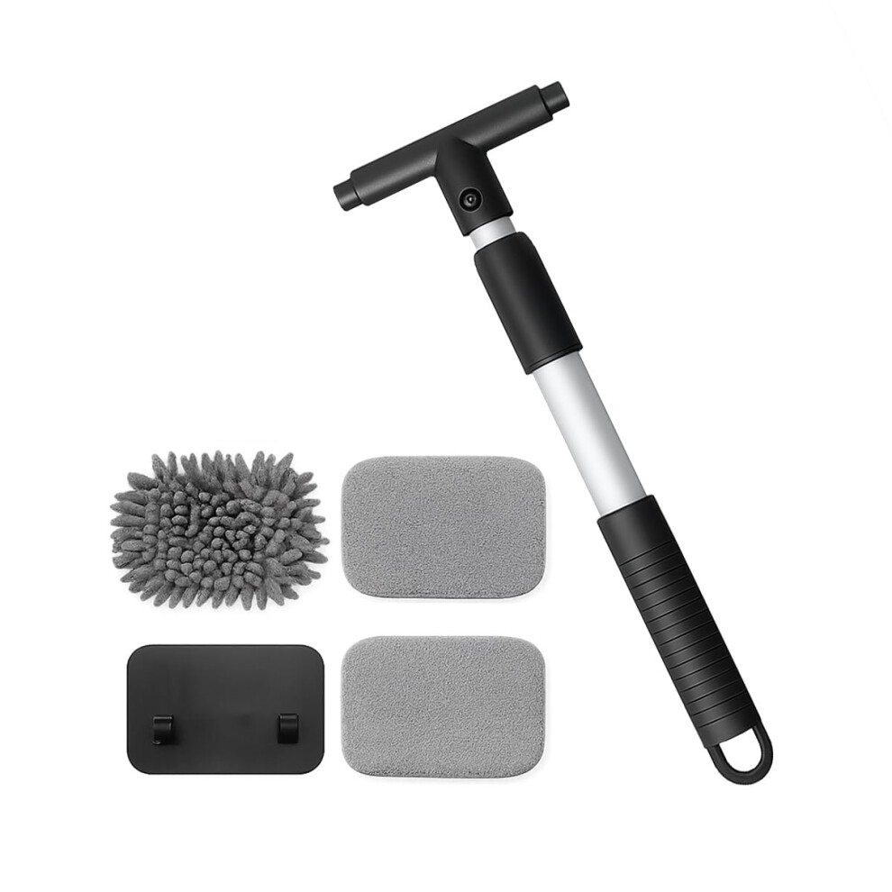 Car Windshield Cleaner With 180 Rotating Head, Extendable Handle And 3 Reusable Pads, Universal 9455672747073