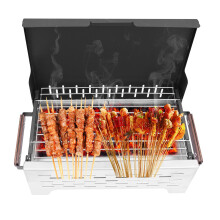 Portable Charcoal Grill Stainless Steel Folding BBQ with Handles, Outdoor Cooking Camping Beach