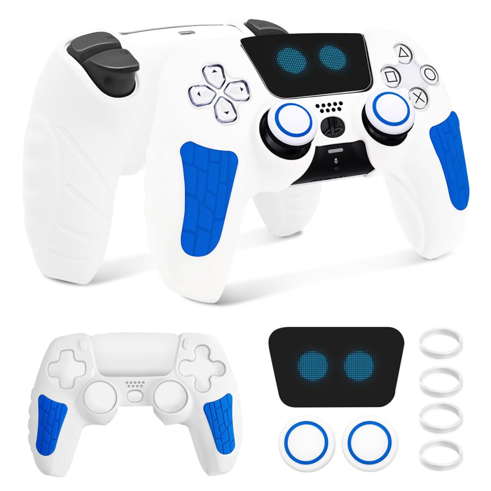 Soft Grip Skin Controller Cover With Thumb Caps And Touchpad Sticker For Ps5 Fits Xbox One White 9113335693456