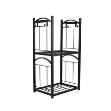 Two Tier Firewood Rack with Detachable Tool Holder, Indoor Outdoor Iron Log Stand for Fireplace