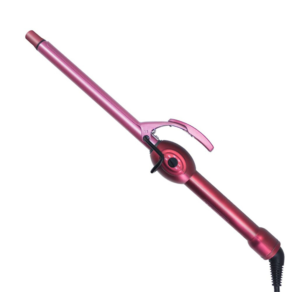 Red 9Mm Tourmaline Ceramic Curling Iron For Tight Curls, Adjustable Temperature, Fast Heatup