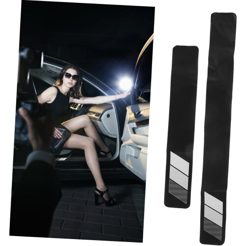 4Pcs Car Door Sill Protector Strips Scratch Resistant Universal Fit Durable Leather Edge Guards 1