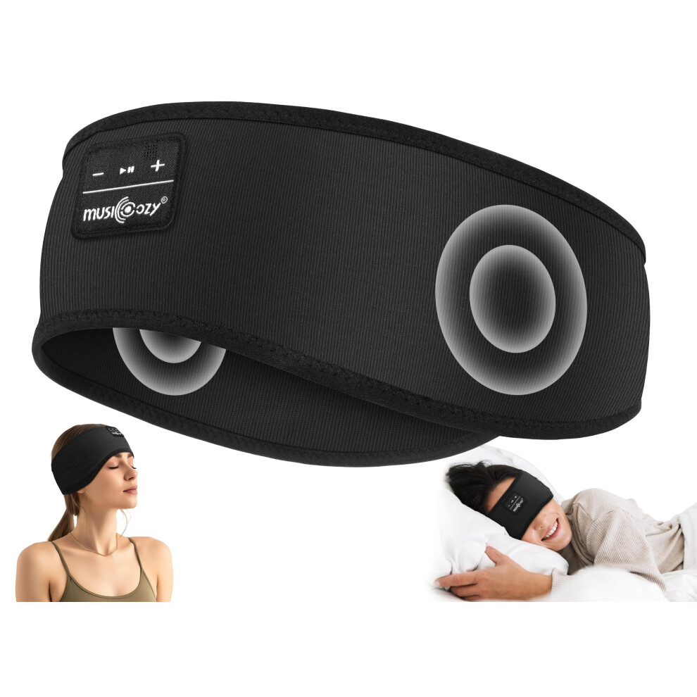 Sleep Headphones Bluetooth 5.4 UltraThin HD Speakers Bamboo Cotton Headband for Side Sleepers
