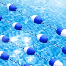 Blue White 7m Swimming Pool Lane Divider Rope with Bright Visibility Buoys and Durable Wire Construction