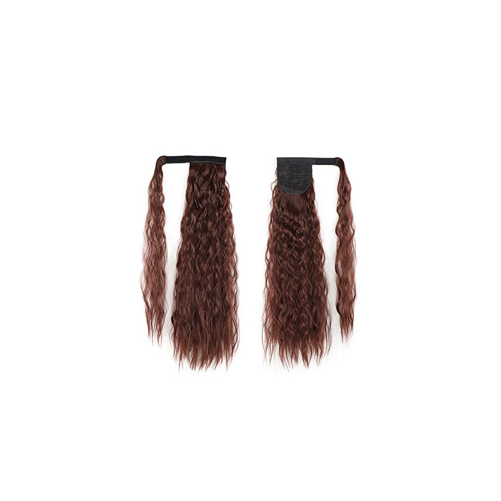 Clip In Ponytail Extensions 22 Inch Synthetic Curly Hairpiece Heat Resistant Wrap Around Hair