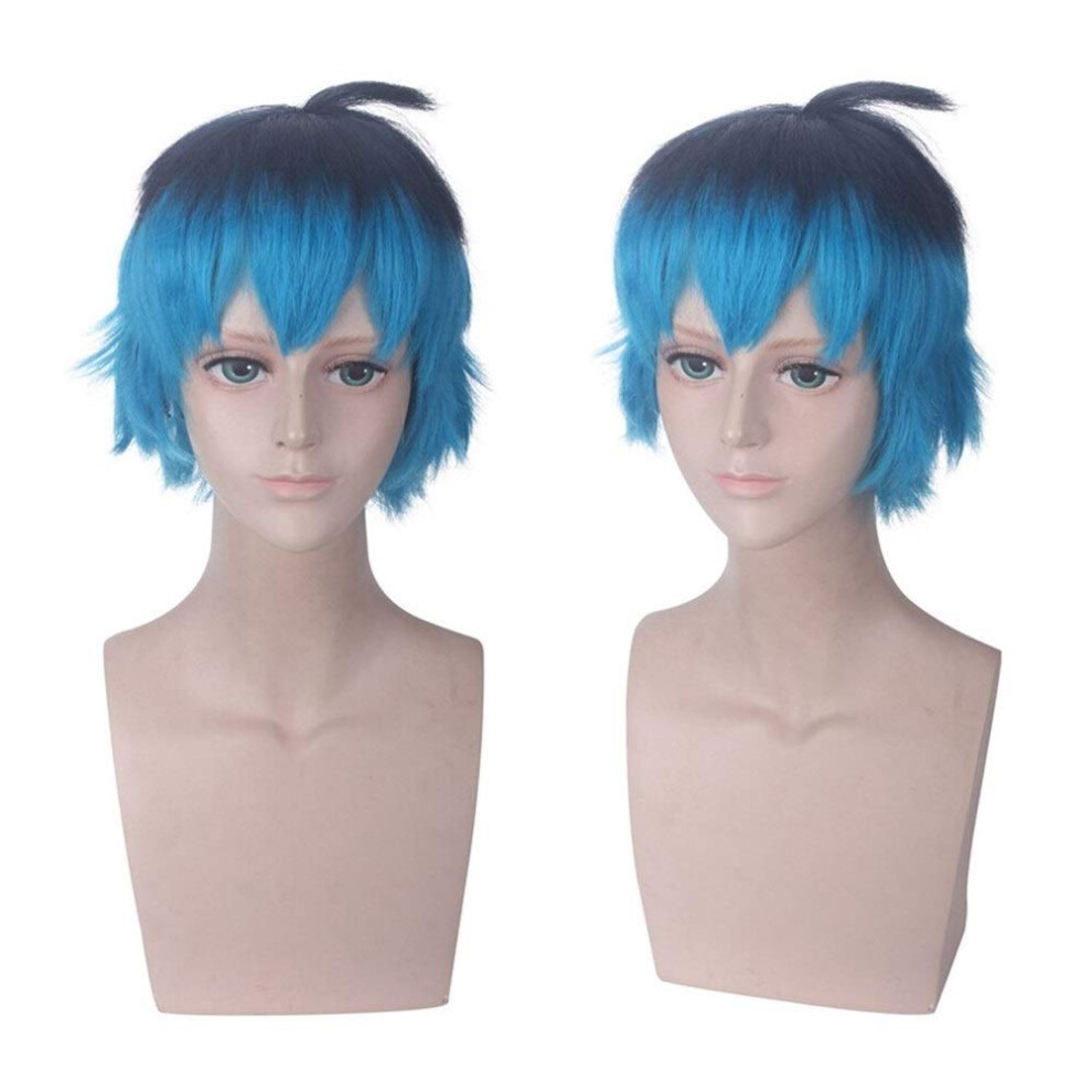 Unisex Blue Men's Short Gradient Cosplay Wig Synthetic Pastel Hair Natural Look Comfortable Fit J1030