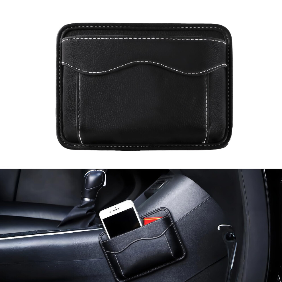 Car Seat Organizer Pu Leather Gap Filler With Large Capacity Storage For Phone Wallet Keys (Black) Black 9455672751322