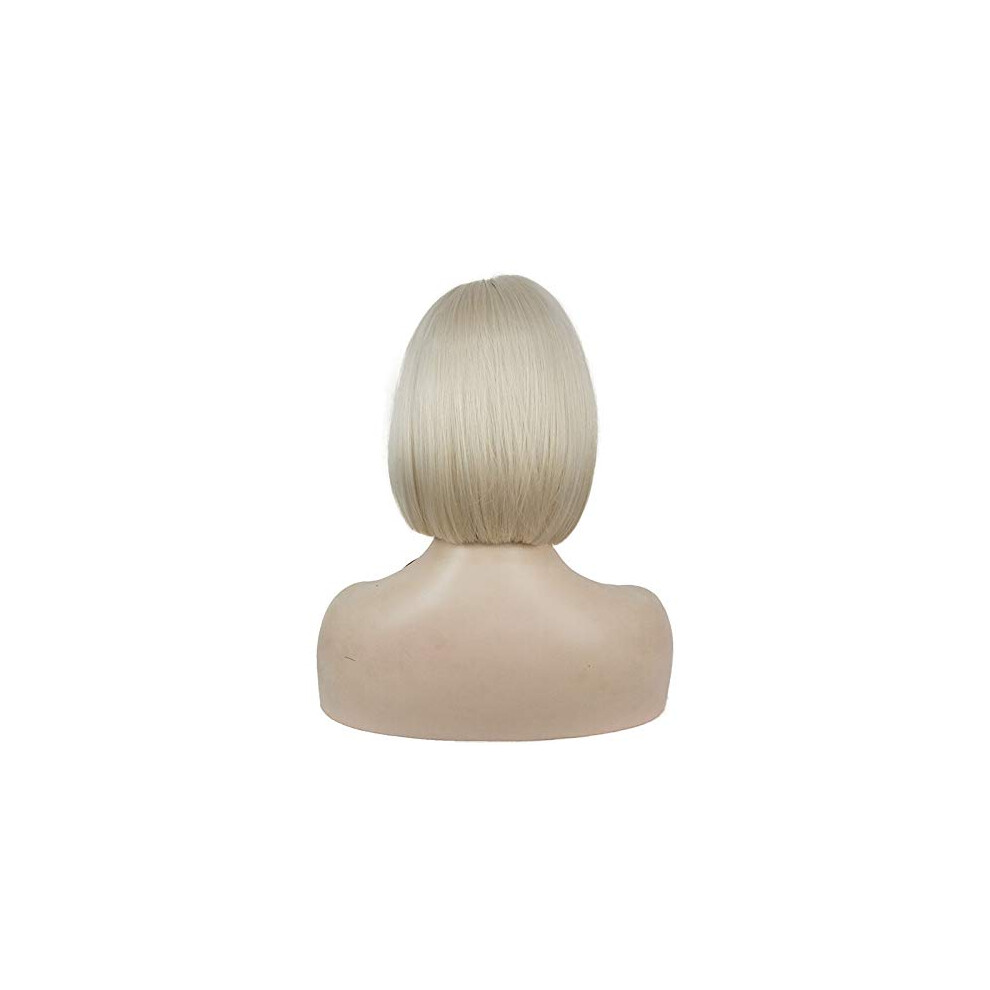 Unisex Short Bob Wig With Bangs, 8 Inch Straight Synthetic, Heat Resistant For Instant Style Change