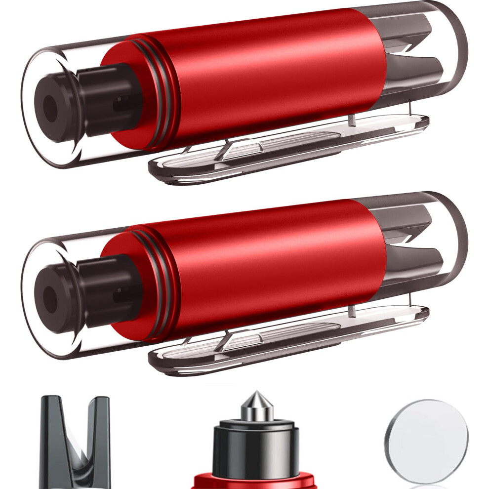 2Pcs Car Emergency Escape Tool With Instant Window Shattering And Rapid Seatbelt Cutting, Red 9455672751742