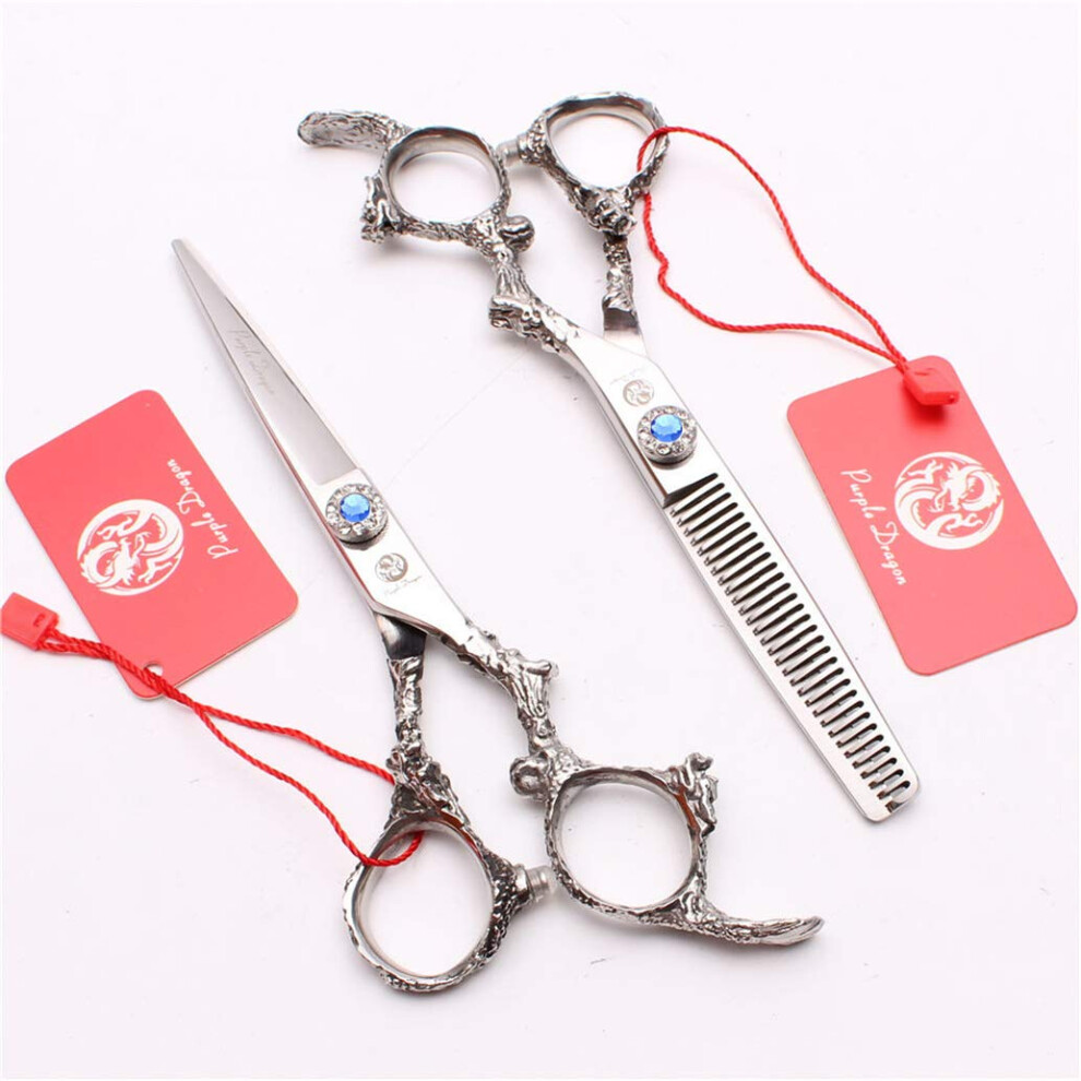 Hair Cutting Scissors 6.0 Inch Stainless Steel Barber Shears with Razor Sharp Blades and Dragon Handle
