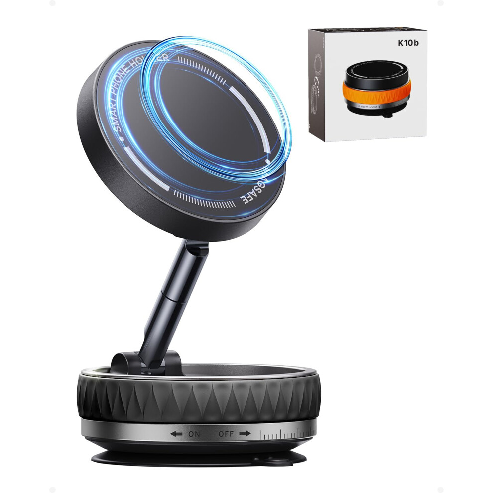 Car Phone Mount With Vacuum Suction Lock, 360 Adjustable Magnetic Holder For Dashboard And Windshield For Magsafe 9455672752541